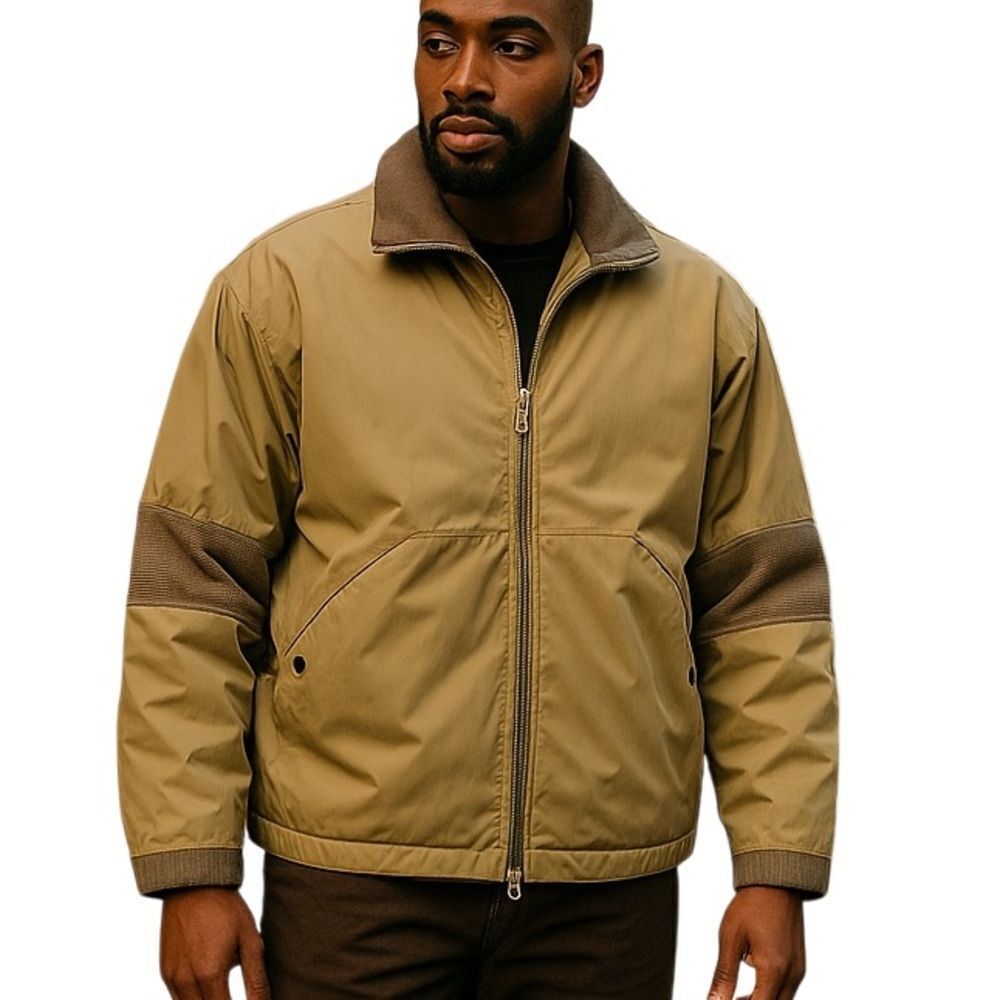 Flying Scotsman Bomber Full Zip Tan Funnel Neck Car Coat Jacket Size XL